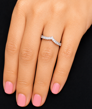 Load image into Gallery viewer, Round Cut Cvd Diamonds Band Anniversary V Shape Bridal Filigree Style Half Eternity Stackable Matching Band For Her 14k White Gold 0.70ctw