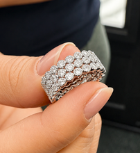 Load image into Gallery viewer, Round Cut Moissanites Band Eternity Style Anniversary Band Antique Filigree Style Engagement Band 14k White Gold Ring Wedding Bands 0.60ctw