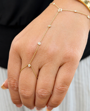 Load image into Gallery viewer, Finger Bracelet Star of David CVD Diamond Ring Bracelet 14k Yellow Gold Diamond Bracelet Chain Diamond Bracelet David Star 0.35ctw