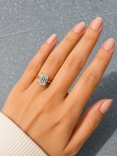 Load image into Gallery viewer, IGI Certified Emerald Shape And Round Cut Diamond Engagement Ring Inner Halo Style Wedding Ring Women's Bridal Ring 14K Yellow Gold 3.10ctw