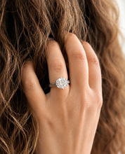 Load image into Gallery viewer, Round Cut Moissanite Engagement Ring Solitaire Bridal Ring Crown Prongs Filigree Style Shank Wedding ring Solitaire 14k White Gold 3.00ct