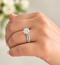 Load image into Gallery viewer, GIA Certified Natural Round Cut Diamond Engagement Ring And Matching Band Wedding Set 14k Solid White Gold Inner Halo Bridal Set 1.70ctw