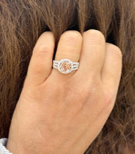 Load image into Gallery viewer, Natural Round Cut Morganite Ring And Cvd Round Cut Side Diamond Ring 14k Solid White Gold Wedding Ring Halo Bridal Engagement Ring 3.25ctw