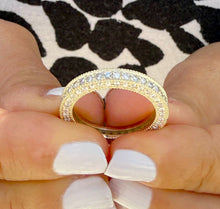 Load image into Gallery viewer, Round Cut Cvd Diamond Eternity Band Anniversary Band Eternity Wedding Band Filigree Antique Style Bridal Band 14k Solid Yellow Gold 2.00ctw