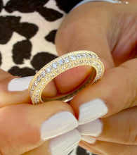 Load image into Gallery viewer, Round Cut Cvd Diamond Eternity Band Anniversary Band Eternity Wedding Band Filigree Antique Style Bridal Band 14k Solid Yellow Gold 2.00ctw