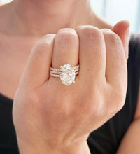 Load image into Gallery viewer, Oval Shape Diamond Engagement Ring And Two Matching Bands IGI Certified 14k Solid Yellow Gold Bridal Ring Wedding Ring 5.50ctw G-VS2