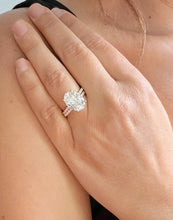 Load image into Gallery viewer, Oval Shape Moissanite And Round Cut Sides Engagement Ring And Matching Band 14k Yellow Gold Bridal Ring Solitaire Wedding Ring 5.30ctw