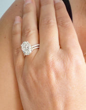 Load image into Gallery viewer, Oval Shape Moissanite And Round Cut Sides Engagement Ring And Matching Band 14k Yellow Gold Bridal Ring Solitaire Wedding Ring 5.30ctw