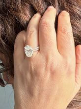 Load image into Gallery viewer, Oval Shape Moissanite And Round Cut Sides Engagement Ring And Matching Band 14k Yellow Gold Bridal Ring Solitaire Wedding Ring 5.30ctw