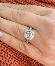 Load image into Gallery viewer, Cushion Cut Moissanite and Round Cut Engagement Ring Bezel Set 14k Solid And Heavy White Solid Gold Three Piece 2.20ctw