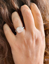 Load image into Gallery viewer, Cushion Cut Moissanite and Round Cut Engagement Ring Bezel Set 14k Solid And Heavy White Solid Gold Three Piece 2.20ctw