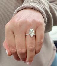 Load image into Gallery viewer, Marquise Cut Moissanite Center and Round Cut Sides Engagement Ring 14k Solid White Gold Wedding Bridal Ring Half Eternity Style 5.20ctw