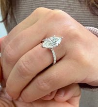 Load image into Gallery viewer, Marquise Cut Moissanite Center and Round Cut Sides Engagement Ring 14k Solid White Gold Wedding Bridal Ring Half Eternity Style 5.20ctw