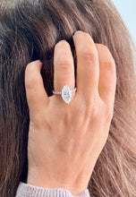 Load image into Gallery viewer, Marquise Cut Moissanite Center and Round Cut Sides Engagement Ring 14k Solid White Gold Wedding Bridal Ring Half Eternity Style 5.20ctw