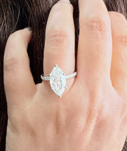 Load image into Gallery viewer, Marquise Cut Moissanite Center and Round Cut Sides Engagement Ring 14k Solid White Gold Wedding Bridal Ring Half Eternity Style 5.20ctw