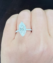 Load image into Gallery viewer, Marquise Cut Moissanite Center and Round Cut Sides Engagement Ring 14k Solid White Gold Wedding Bridal Ring Half Eternity Style 5.20ctw