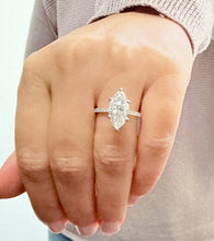 Load image into Gallery viewer, Marquise Cut Moissanite Center and Round Cut Sides Engagement Ring 14k Solid White Gold Wedding Bridal Ring Half Eternity Style 5.20ctw