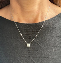 Load image into Gallery viewer, Princess Cut IGI Certified And Round Cut Sides Diamond By The Yard Style Prong And Bezel Set Necklace Pendant 14k White Gold Gift 3.30ctw