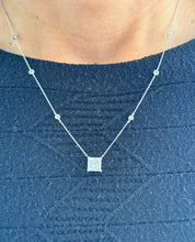 Load image into Gallery viewer, Princess Cut IGI Certified And Round Cut Sides Diamond By The Yard Style Prong And Bezel Set Necklace Pendant 14k White Gold Gift 3.30ctw