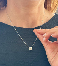 Load image into Gallery viewer, Princess Cut IGI Certified And Round Cut Sides Diamond By The Yard Style Prong And Bezel Set Necklace Pendant 14k White Gold Gift 3.30ctw