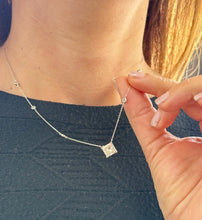 Load image into Gallery viewer, Princess Cut IGI Certified And Round Cut Sides Diamond By The Yard Style Prong And Bezel Set Necklace Pendant 14k White Gold Gift 3.30ctw