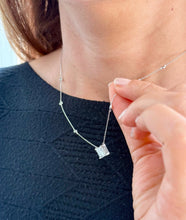 Load image into Gallery viewer, Princess Cut IGI Certified And Round Cut Sides Diamond By The Yard Style Prong And Bezel Set Necklace Pendant 14k White Gold Gift 3.30ctw