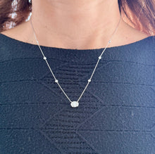 Load image into Gallery viewer, Oval Cut IGI Certified And Round Cut Sides Diamond By The Yard Style Prong And Bezel Set Necklace Pendant 14k White Gold Gift 2.30ctw