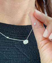 Load image into Gallery viewer, Oval Cut IGI Certified And Round Cut Sides Diamond By The Yard Style Prong And Bezel Set Necklace Pendant 14k White Gold Gift 2.30ctw