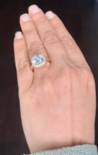 Load image into Gallery viewer, Round Cut Moissanite Engagement Ring Halo Split Shank Design Bridal Ring Halo Wedding Ring Filigree Style 14k Solid Yellow Gold 4.60
