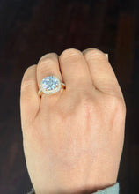 Load image into Gallery viewer, Round Cut Moissanite Engagement Ring Halo Split Shank Design Bridal Ring Halo Wedding Ring Filigree Style 14k Solid Yellow Gold 4.60