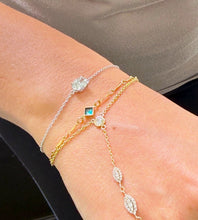 Load image into Gallery viewer, Oval Cut IGI Certified Diamond Bracelet 14k White Gold Hand Chain Bracelet Dainty Minimalist Design Stackable Bracelet Solitaire 1.50ct