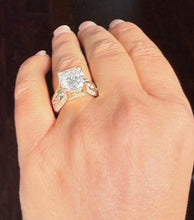 Load image into Gallery viewer, Cushion And Round Cut Moissanite Engagement Ring Set In 14k Yellow Gold Bridal Ring Hidden Halo Style Wedding Ring Right Hand Ring 6.50ctw