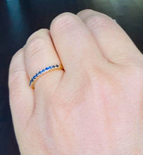Load image into Gallery viewer, Round Cut Natural Sapphire Half Eternity Band Set In 14K Yellow Gold Wedding Band Anniversary Band Women's Bridal Sapphire Band Gift 0.25ctw