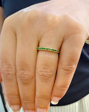 Load image into Gallery viewer, Round Cut Natural Emeralds Half Eternity Band Set In 14K Yellow Gold Wedding Band Anniversary Band Women's Bridal Sapphire Band Gift 0.25ctw