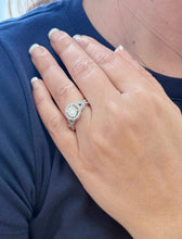Load image into Gallery viewer, Round Cut Moissanite Engagement Ring Halo Style Wedding Ring Prong Set Design Bridal Ring In 14k Solid White Gold Twisted Shank 1.70ctw