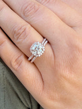 Load image into Gallery viewer, Cushion Cut Moissanite and Round Cut Sides Engagement Ring And Matching Band In 14K Rose Gold Wedding Set Halo Style Bridal Set 1.60ctw