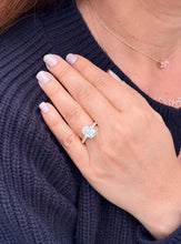 Load image into Gallery viewer, Oval Shape Moissanite And Round Cut Sides Engagement Ring Prong Set In 14k Solid Yellow Gold Wedding Bridal Ring Hidden Halo Style 4.00ctw