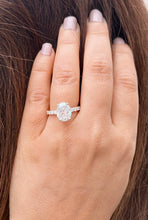 Load image into Gallery viewer, Oval Shape Moissanite And Round Cut Sides Engagement Ring Prong Set In 14k Solid Yellow Gold Wedding Bridal Ring Hidden Halo Style 4.00ctw