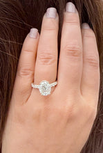 Load image into Gallery viewer, Oval Shape Moissanite And Round Cut Sides Engagement Ring Prong Set In 14k Solid Yellow Gold Wedding Bridal Ring Hidden Halo Style 4.00ctw