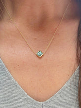 Load image into Gallery viewer, Natural Square Aquamarine Bezel Set Solitaire Necklace Minimalist Dainty 14k Solid Yellow Gold Chain Pendant Bridal Anniversary Gift 2.00ct
