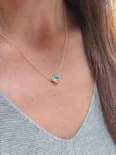 Load image into Gallery viewer, Natural Square Aquamarine Bezel Set Solitaire Necklace Minimalist Dainty 14k Solid Yellow Gold Chain Pendant Bridal Anniversary Gift 2.00ct