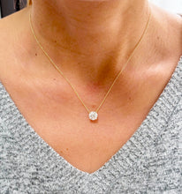 Load image into Gallery viewer, Round Cut Moissanite Pendant And Chain Solitaire Minimalist Dainty Style 14k Yellow Gold Necklace And Chain Wedding Gift For Her 2.00ct