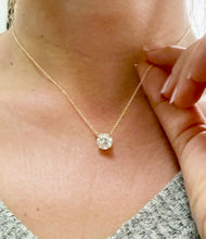 Load image into Gallery viewer, Round Cut Moissanite Pendant And Chain Solitaire Minimalist Dainty Style 14k Yellow Gold Necklace And Chain Wedding Gift For Her 2.00ct