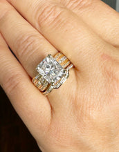 Load image into Gallery viewer, Radiant Cut Moissanite And Round Cut Sides Engagement Ring And Matching Band Set In 14k Solid And Heavy Yellow Gold Wedding set 6.25ctw