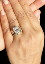 Load image into Gallery viewer, Radiant Cut Moissanite And Round Cut Sides Engagement Ring And Matching Band Set In 14k Solid And Heavy Yellow Gold Wedding set 6.25ctw
