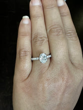 Load image into Gallery viewer, IGI Certified Eternity Style 14k Solid White Gold Oval Cut Diamond And Round Cut Sides Engagement Ring Hidden Halo Wedding Ring 3.00ct F-VS2