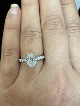 Load image into Gallery viewer, IGI Certified Eternity Style 14k Solid White Gold Oval Cut Diamond And Round Cut Sides Engagement Ring Hidden Halo Wedding Ring 3.00ct F-VS2