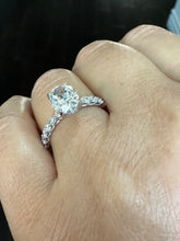 Load image into Gallery viewer, IGI Certified Eternity Style 14k Solid White Gold Oval Cut Diamond And Round Cut Sides Engagement Ring Hidden Halo Wedding Ring 3.00ct F-VS2