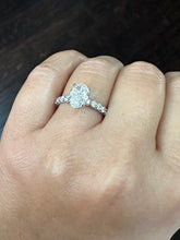 Load image into Gallery viewer, IGI Certified Eternity Style 14k Solid White Gold Oval Cut Diamond And Round Cut Sides Engagement Ring Hidden Halo Wedding Ring 3.00ct F-VS2