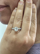 Load image into Gallery viewer, IGI Certified Eternity Style 14k Solid White Gold Oval Cut Diamond And Round Cut Sides Engagement Ring Hidden Halo Wedding Ring 3.00ct F-VS2